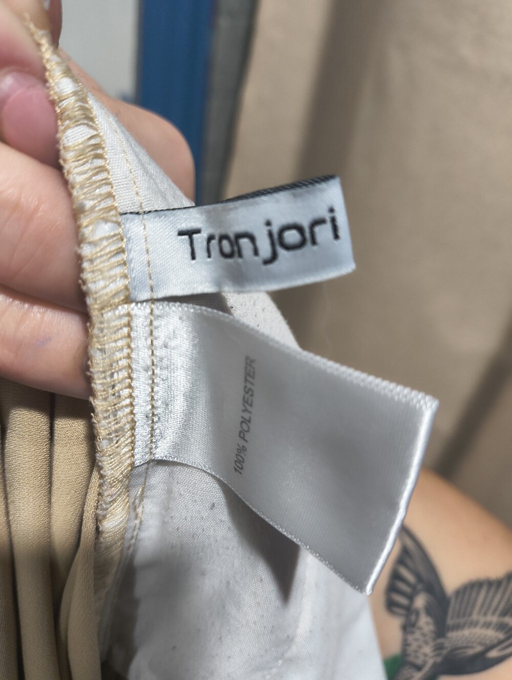 Tronjari Camel Tan High Waisted Pleated Wide Leg Trouser Size S - Picture 4 of 11
